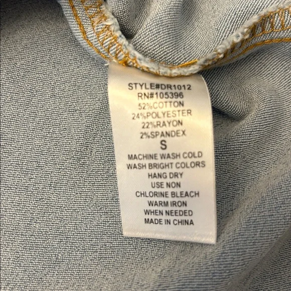 Light Blue Denim Mini Dress With Adjustable Straps and a Belted Waist Size S - Picture 10 of 14